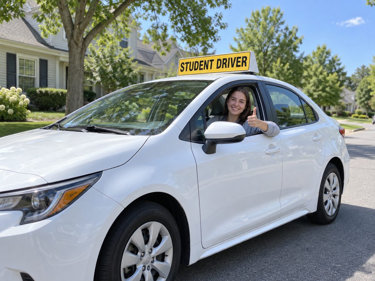 DriveWise Academy student driver car on a residential street